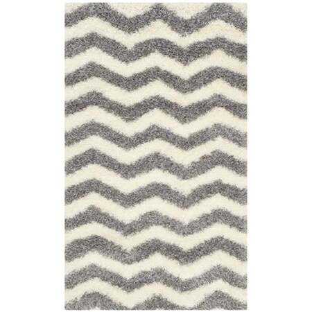 Safavieh Montreal Shag Power Loomed Rectangle Rug- Ivory - Grey- 4 x 6 ft. SGM846B-4